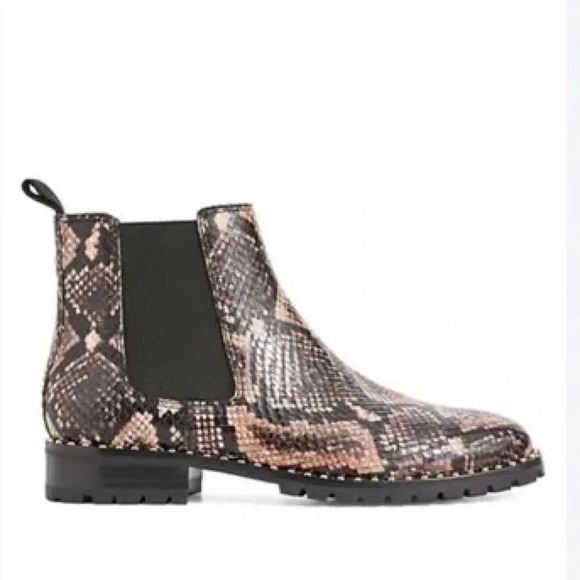 PAIGECecily Stud Trim Snakeskin Embossed Chelsea Boots -...